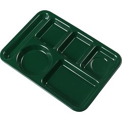 4398008 Left-Hand Heavyweight 6-Compartment Melamine Tray 10" x 14" - Forest Green