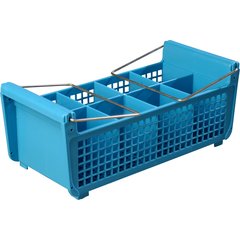 C32P214 Perma-Sil™ 8-Compartment Flatware Storage Basket with Handles 17" x 7.75" x 6.9" - Carlisle Blue