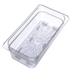 3067007 StorPlus™ Polycarbonate Food Pan Drain Grate 1/3 Size - Clear