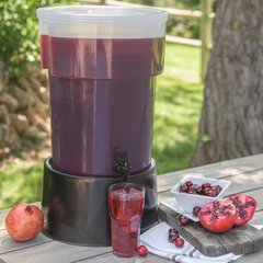 222903 Round Beverage Dispenser with Base 5 Gallon - Black