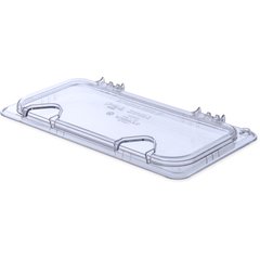 10280Z07 StorPlus™ EZ Access Hinged Notched Universal Food Pan Lid 1/3 Size - Clear