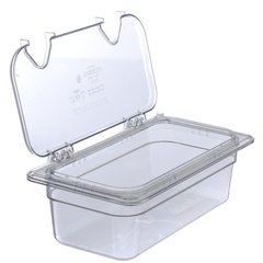 10280Z07 StorPlus™ EZ Access Hinged Notched Universal Food Pan Lid 1/3 Size - Clear