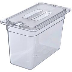 10271U07 StorPlus™ Polycarbonate Notched Handled Universal Lid 1/3 Size - Clear