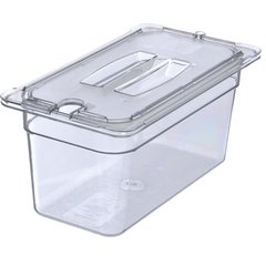 10271U07 StorPlus™ Polycarbonate Notched Handled Universal Lid 1/3 Size - Clear