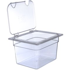 10239Z07 StorPlus™ EZ Access Hinged Notched Universal Food Pan Lid 1/2 Size - Clear