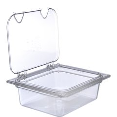 10239Z07 StorPlus™ EZ Access Hinged Notched Universal Food Pan Lid 1/2 Size - Clear