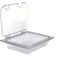 10239Z07 StorPlus™ EZ Access Hinged Notched Universal Food Pan Lid 1/2 Size - Clear