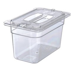 10291U07 StorPlus™ Polycarbonate Notched Handled Universal Lid 1/4 Size - Clear