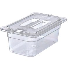 10291U07 StorPlus™ Polycarbonate Notched Handled Universal Lid 1/4 Size - Clear