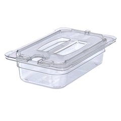 10291U07 StorPlus™ Polycarbonate Notched Handled Universal Lid 1/4 Size - Clear
