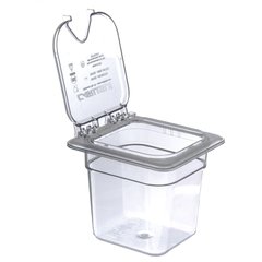 10319Z07 StorPlus™ EZ Access Hinged Notched Universal Food Pan Lid 1/6 Size - Clear