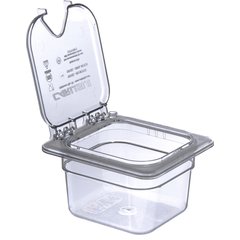 10319Z07 StorPlus™ EZ Access Hinged Notched Universal Food Pan Lid 1/6 Size - Clear