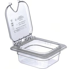 10319Z07 StorPlus™ EZ Access Hinged Notched Universal Food Pan Lid 1/6 Size - Clear