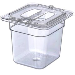 10311U07 StorPlus™ Polycarbonate Notched Handled Universal Lid 1/6 Size - Clear