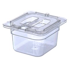 10311U07 StorPlus™ Polycarbonate Notched Handled Universal Lid 1/6 Size - Clear