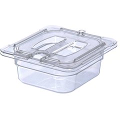 10311U07 StorPlus™ Polycarbonate Notched Handled Universal Lid 1/6 Size - Clear