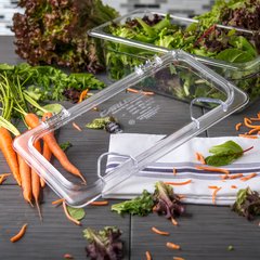10279Z07 StorPlus™ EZ Access Hinged Notched Universal Food Pan Lid 1/3 Size - Clear