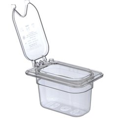 10339Z07 StorPlus™ EZ Access Hinged Notched Universal Food Pan Lid 1/9 Size - Clear