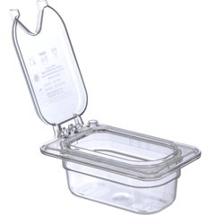 10339Z07 StorPlus™ EZ Access Hinged Notched Universal Food Pan Lid 1/9 Size - Clear