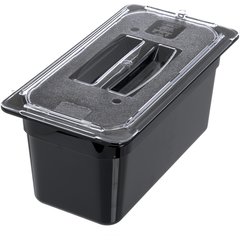10270U07 StorPlus™ Polycarbonate Handled Universal Lid 1/3 Size - Clear