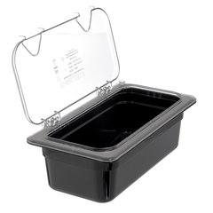 10279Z07 StorPlus™ EZ Access Hinged Notched Universal Food Pan Lid 1/3 Size - Clear