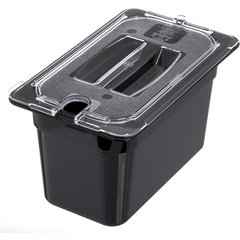 10291U07 StorPlus™ Polycarbonate Notched Handled Universal Lid 1/4 Size - Clear