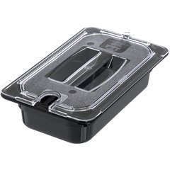 10291U07 StorPlus™ Polycarbonate Notched Handled Universal Lid 1/4 Size - Clear