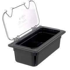 10280Z07 StorPlus™ EZ Access Hinged Notched Universal Food Pan Lid 1/3 Size - Clear
