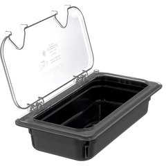 10280Z07 StorPlus™ EZ Access Hinged Notched Universal Food Pan Lid 1/3 Size - Clear