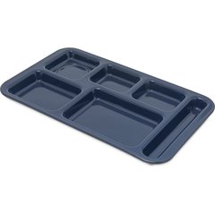 4398250 Right Hand 6-Compartment Melamine Tray 15" x 9" - Dark Blue