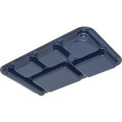 4398250 Right Hand 6-Compartment Melamine Tray 15" x 9" - Dark Blue