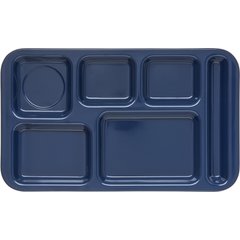 4398250 Right Hand 6-Compartment Melamine Tray 15" x 9" - Dark Blue