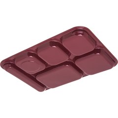 4398885 Right Hand 6-Compartment Melamine Tray 14.5" x 10" - Dark Cranberry
