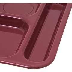 4398885 Right Hand 6-Compartment Melamine Tray 14.5" x 10" - Dark Cranberry