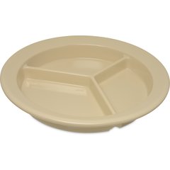 4351625 Dallas Ware® Melamine 3-Compartment Deep Plate 9" - Tan