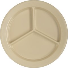 4351625 Dallas Ware® Melamine 3-Compartment Deep Plate 9" - Tan