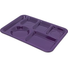 4398087 Left-Hand Heavyweight 6-Compartment Melamine Tray 10" x 14" - Purple