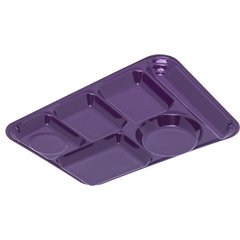4398087 Left-Hand Heavyweight 6-Compartment Melamine Tray 10" x 14" - Purple