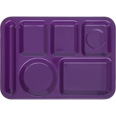 4398087 Left-Hand Heavyweight 6-Compartment Melamine Tray 10" x 14" - Purple