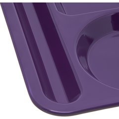4398087 Left-Hand Heavyweight 6-Compartment Melamine Tray 10" x 14" - Purple