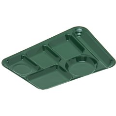 4398008 Left-Hand Heavyweight 6-Compartment Melamine Tray 10" x 14" - Forest Green