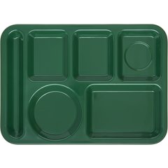 4398008 Left-Hand Heavyweight 6-Compartment Melamine Tray 10" x 14" - Forest Green