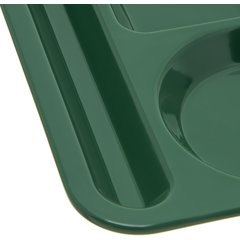 4398008 Left-Hand Heavyweight 6-Compartment Melamine Tray 10" x 14" - Forest Green