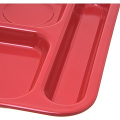 4398805 Right Hand 6-Compartment Melamine Tray 14.5" x 10" - Red
