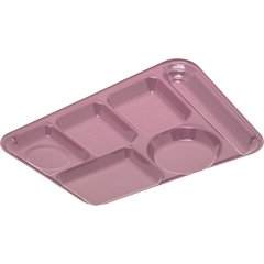 4398193 Left-Hand Heavyweight 6-Compartment Melamine Tray 10" x 14" - Rose Granite