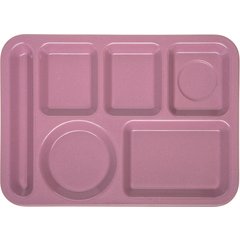 4398193 Left-Hand Heavyweight 6-Compartment Melamine Tray 10" x 14" - Rose Granite