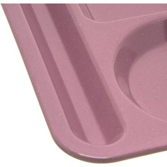 4398193 Left-Hand Heavyweight 6-Compartment Melamine Tray 10" x 14" - Rose Granite