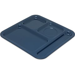 4398450 Right Hand 4-Compartment Melamine Tray 10" x 9.75" - Dark Blue