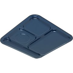 4398450 Right Hand 4-Compartment Melamine Tray 10" x 9.75" - Dark Blue
