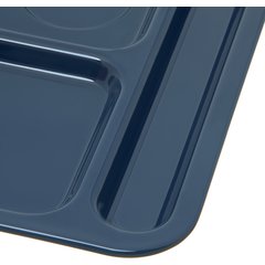 4398450 Right Hand 4-Compartment Melamine Tray 10" x 9.75" - Dark Blue